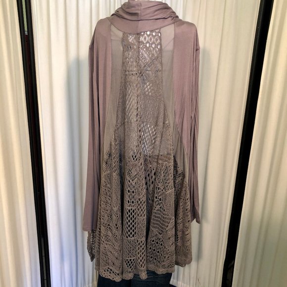 Bundle of two La Vanya Lace Cardigans in ivory & tan Sz 3XL - Picture 10 of 13